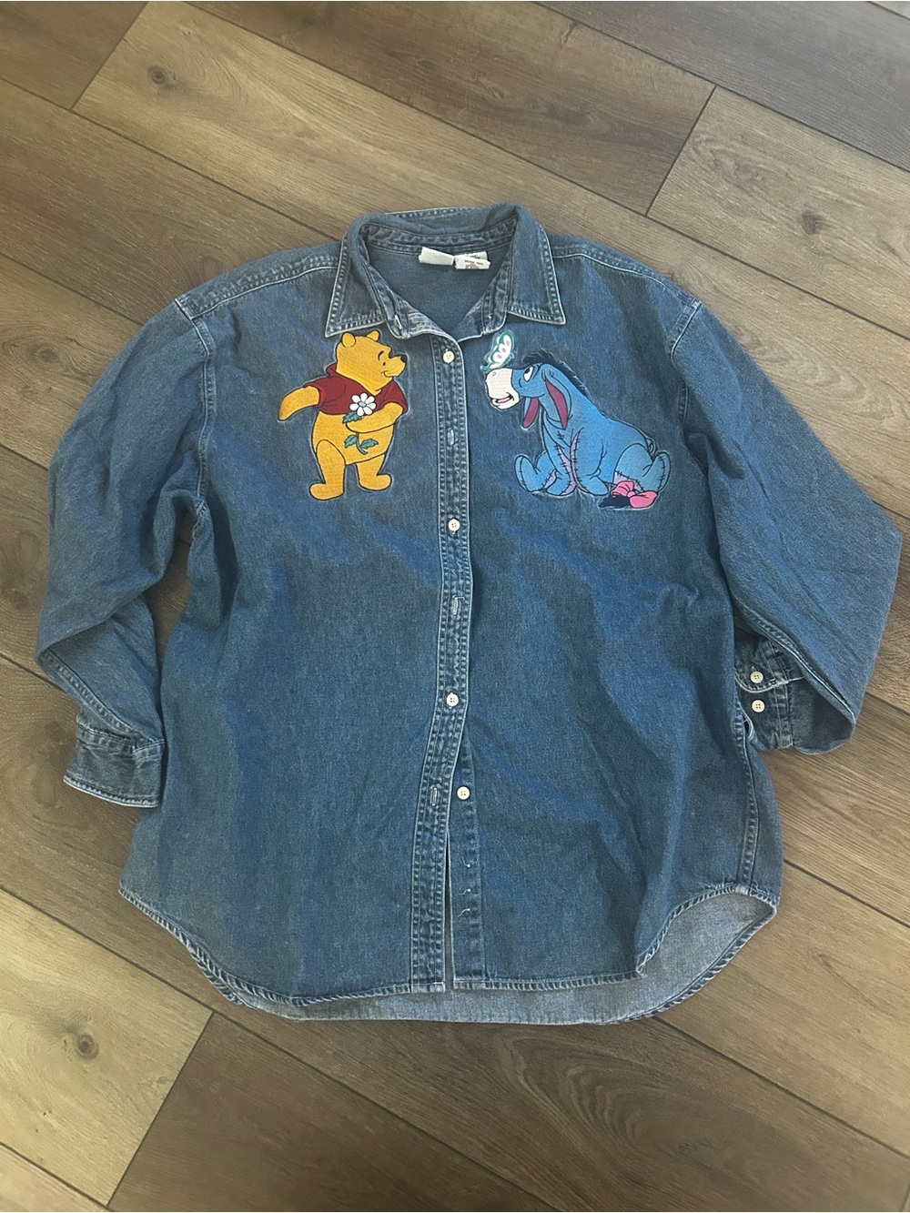 Disney Denim Button-Down Shirt with Winnie the Pooh & Eeyore - Blue